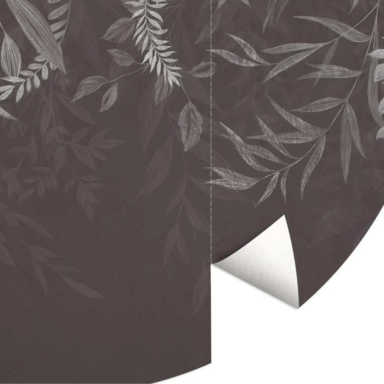 Fototapete Elegante Weidenzweige in Dunkelgrau - Ms Tiff - Rund - Selbstklebend/Vlies 