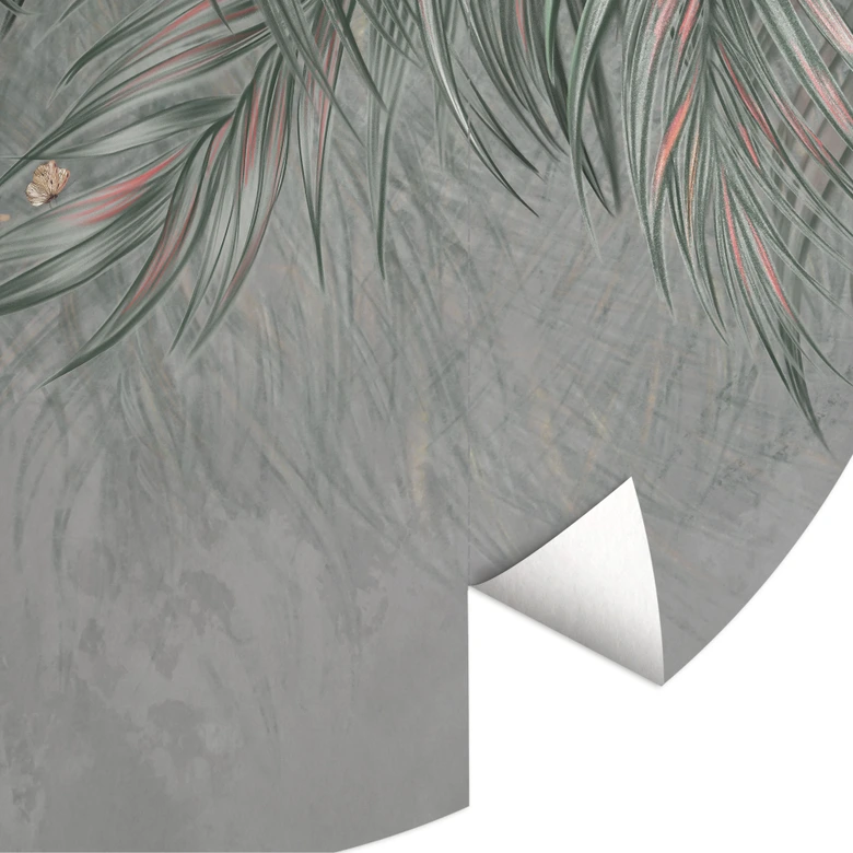 Fototapete Dschungel - Exotische Palmenblätter Pink-grün - Ms Tiff - Rund - Selbstklebend/Vlies 