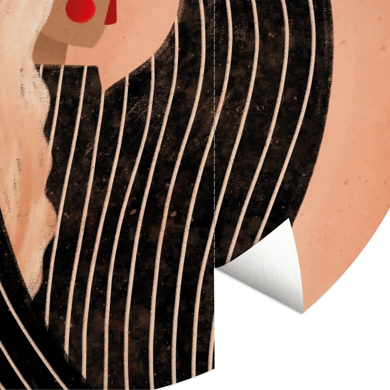 Fotomural Mujer con vestido de rayas negras - Müller - Redondo - Autoadhesivo/no tejido 