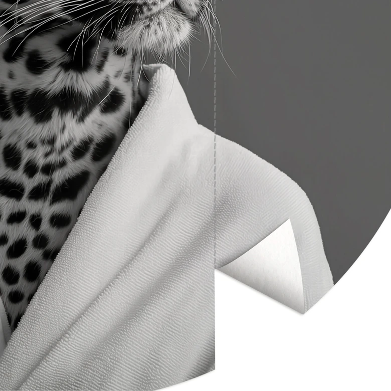 Royale spa time-out met luipaard | zwart-wit dierenbehang - Rahner - Rond - vliesbehang/zelfklevend vliesbehang 