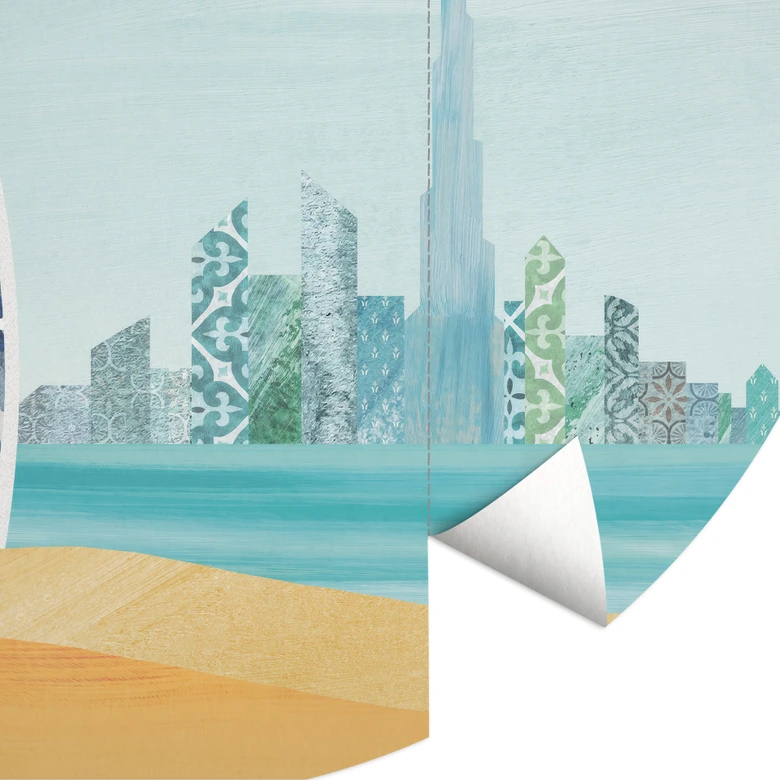 Fotomural Dubai Beach - Burj Al Arab - Rivers - Redondo - Fotomural autoadhesivo/no tejido 