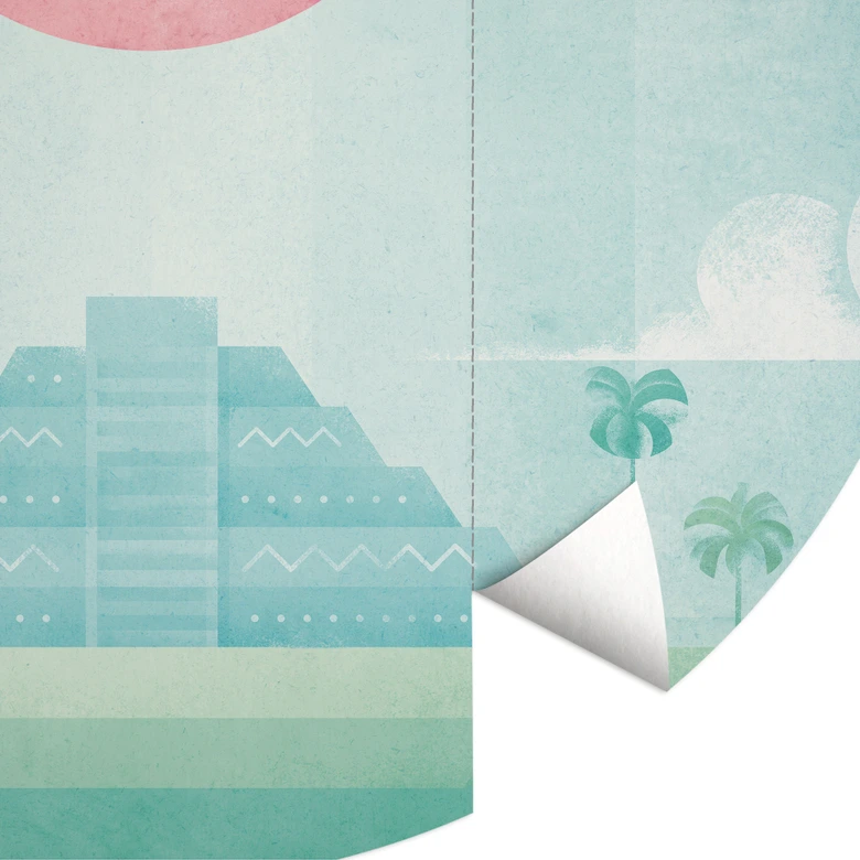 Fototapeta Świątynia Kukulcán w Chichén Itzá | Meksyk - Rivers - Okrągła - tapeta flizelinowa/tapeta flizelinowa samoprzylepna 