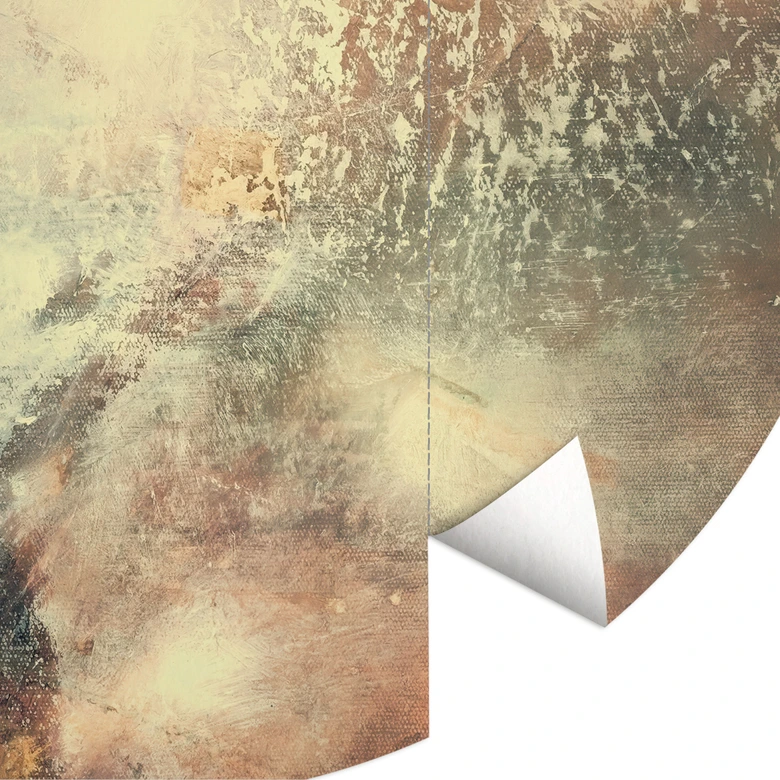 Fototapete Abstrakter Nebel im Goldlicht - Schmucker - Rund - Selbstklebend/Vlies 