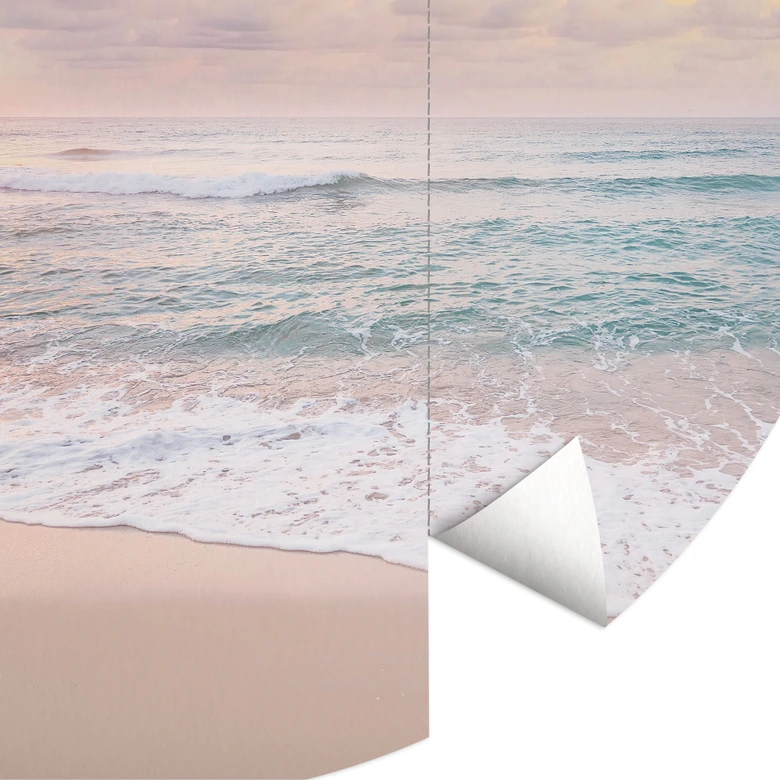 Fototapete Meeresromantik - Sonnenuntergang über Strand und Meer - Sisi & Seb - Rund - Selbstklebend/Vlies 