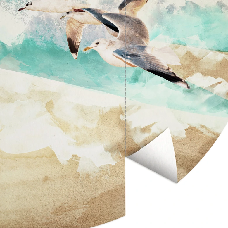 Fototapete Möwen am Strand - SpaceFrog Designs - Rund - Selbstklebend/Vlies 