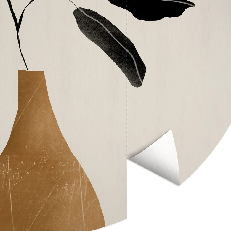 Wall Mural Branch in golden vase - ThingDesign - Round - Self-adhesive/non-woven 