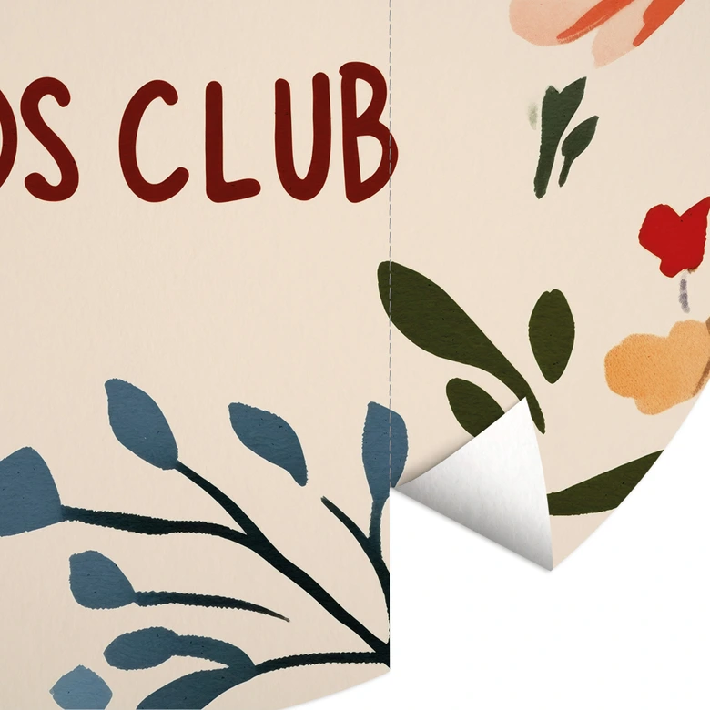 Papier peint photo enfants - Cool Kids Club fleurs colorées - Treechild - rond - adhésif/non tissé 