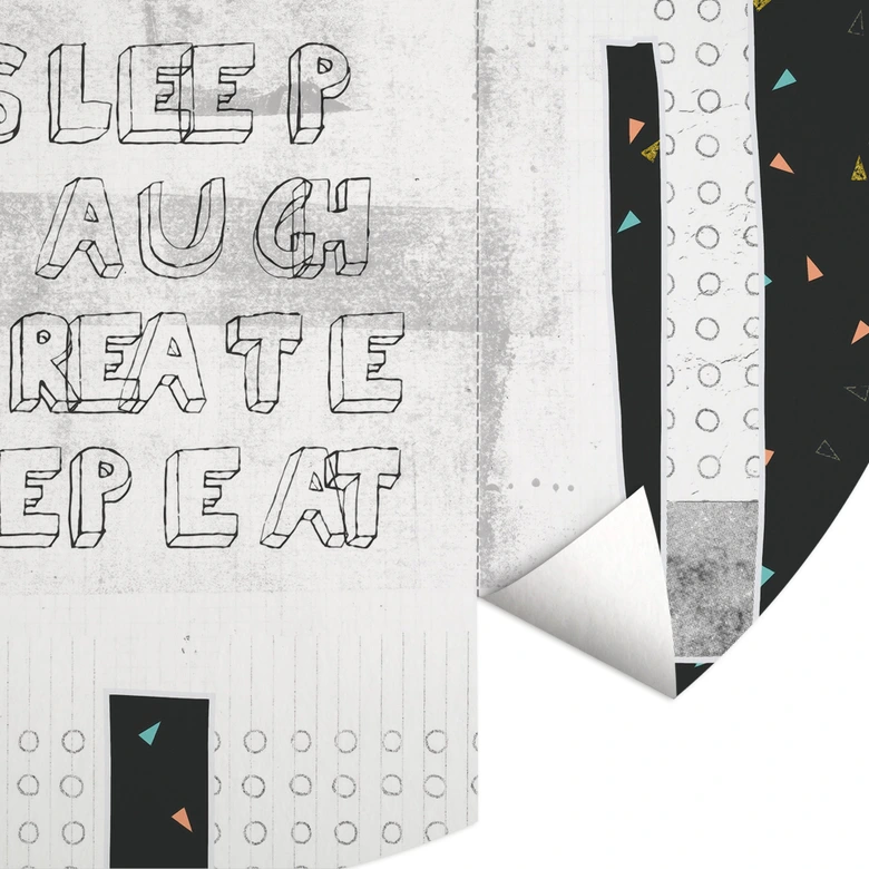 Fototapete Regenbogen-Roboter Sleep Laugh Create - Treechild - Rund - Selbstklebend/Vlies 