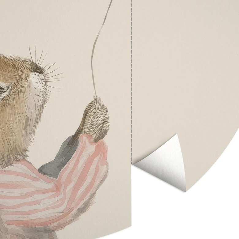 Fotobehang Schattig konijntje met ballon - Treechild - Rond - Zelfklevend/niet-geweven 