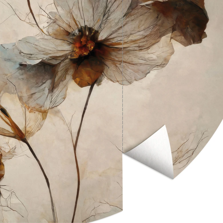 Fototapete Blumentapete | Trockenblumen - Eleganz der Vergänglichkeit - Treechild - Rund - Selbstklebend/Vlies 