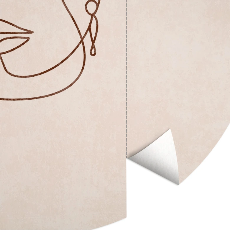 Wall Mural Delicate contours of a woman - Line Art - Tunaboylu - Round - non self-adhesive/self-adhesive wallpapers 