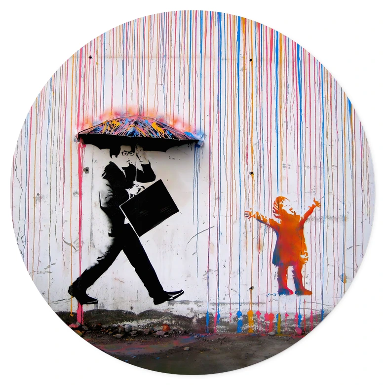 Wandtattoo Banksy - Coloured Rain - Rund 