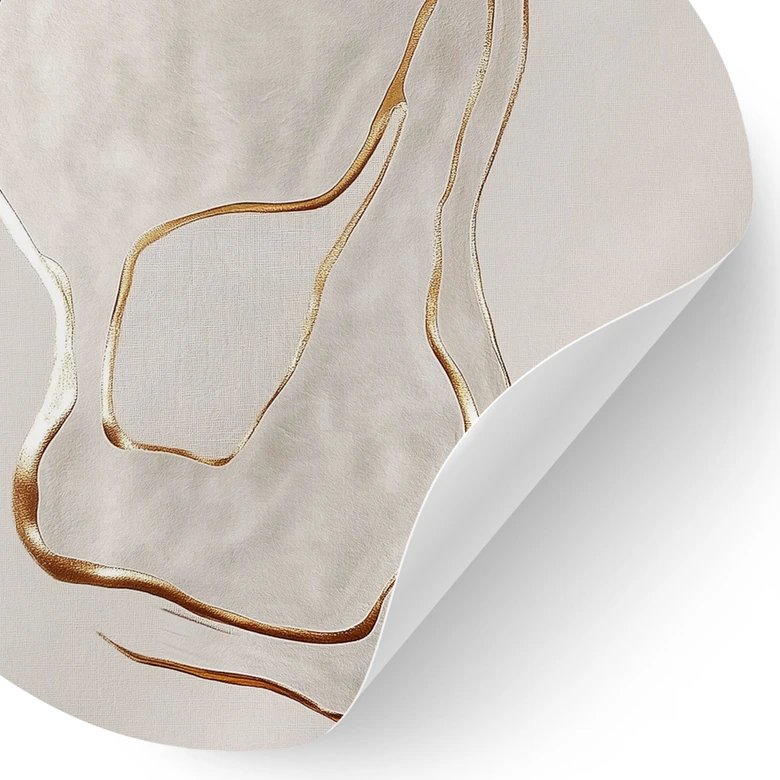 Wandtattoo Abstrakte Line Art in Gold und Beige - Alma - Rund 