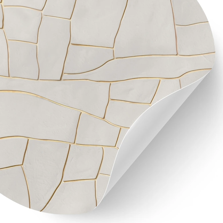 Wandtattoo Abstraktes Rissmuster in Beige - Alma - Rund 