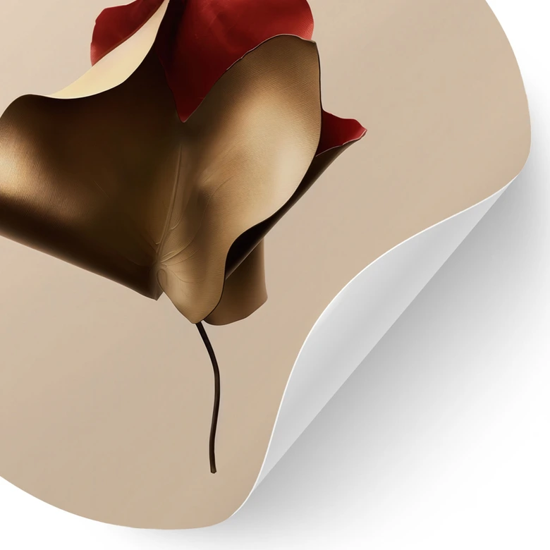 Wandtattoo Elegantes Blatt in Gold und Rot - Alma - Rund 