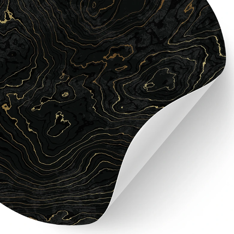 Wandtattoo Abstrakte Linien Schwarz-gold - Amini - Rund 