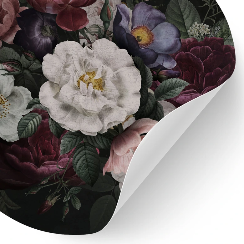 Wandtattoo Blumen Stillleben im Redouté-Stil - Bloomery Decor - Rund 