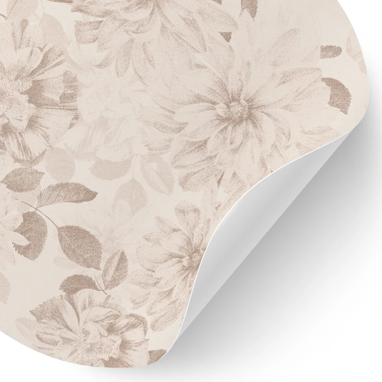 Wandtattoo Dahlien Shabby Chic Beige - Bloomery Decor - Rund 