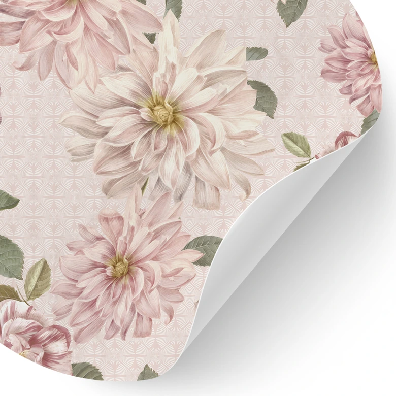 Wandtattoo Dahlien Shabby Chic Rosa - Bloomery Decor - Rund 
