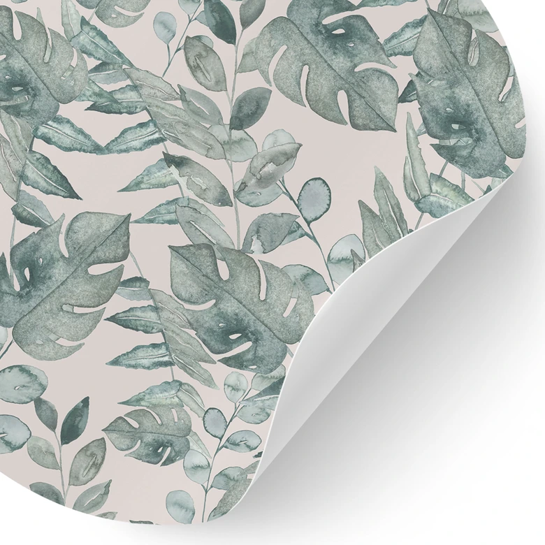 Jungle leaves akvarel creme Wallsticker - Bloomery Decor - Rund 