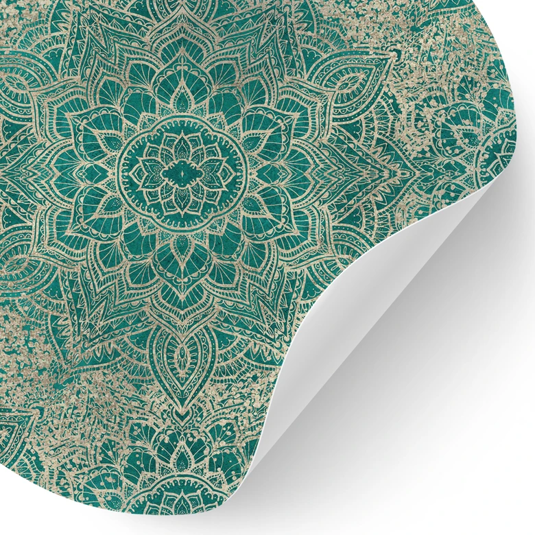 Wandtattoo Mandala Boho Gold-grün - Bloomery Decor - Rund 