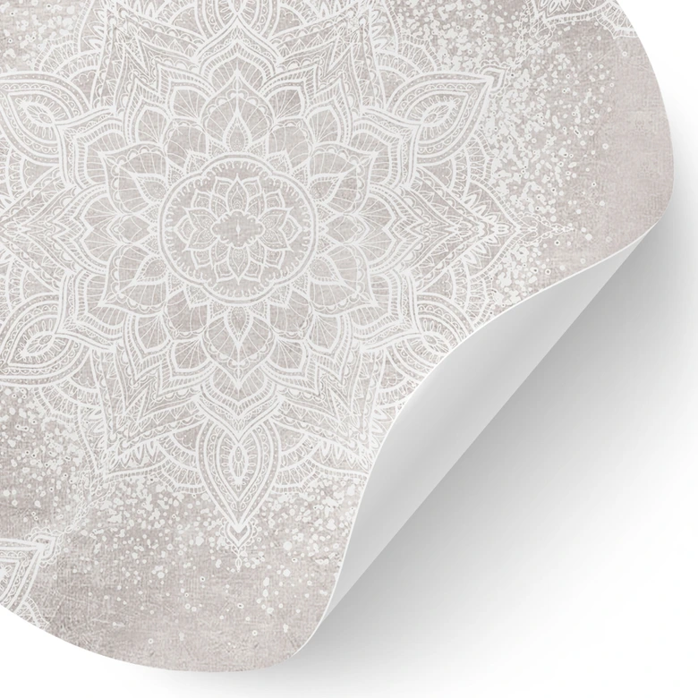 Wandtattoo Sanftes Mandala auf Grau-Beige - Bloomery Decor - Rund 