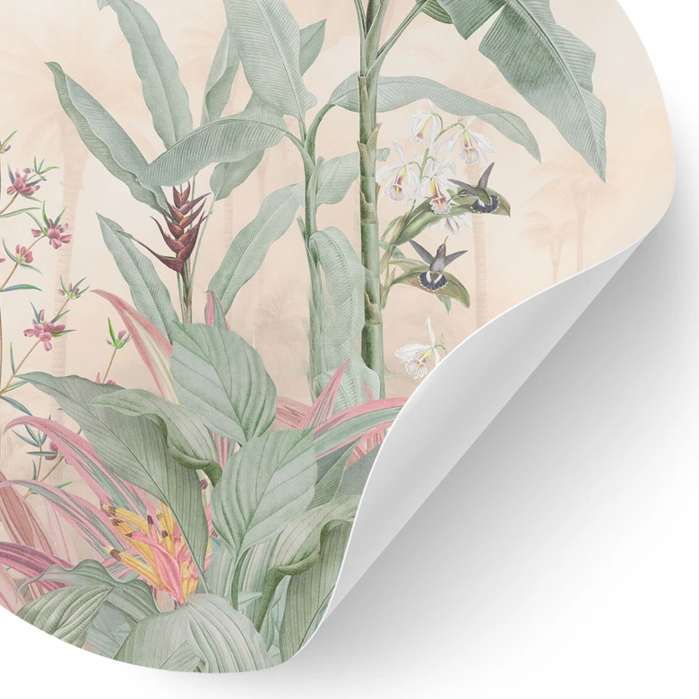 Wandtattoo Tropische Idylle mit Kolibri Apricot - Bloomery Decor - Rund 