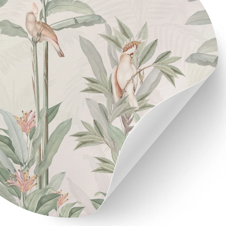 Wandtattoo Tropischer Wald mit Kakadus - Bloomery Decor - Rund 