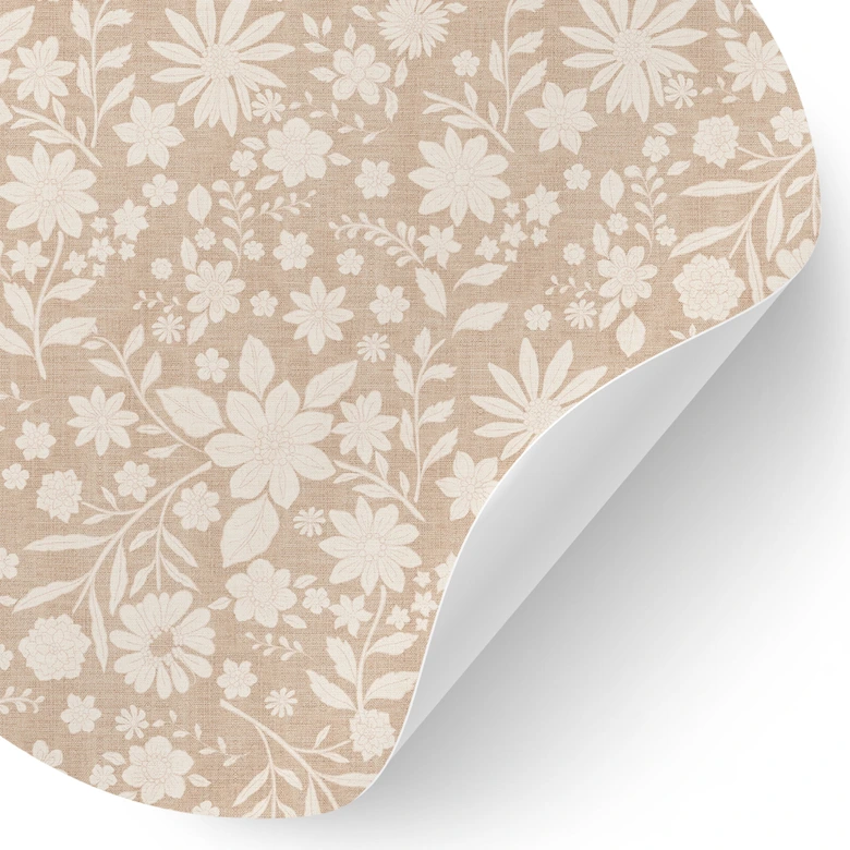 Wandtattoo Vintage Blumen in Leinenoptik - Bloomery Decor - Rund 