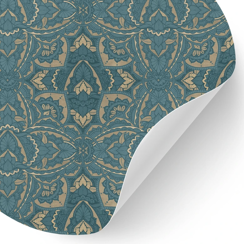 Wandtattoo Vintage Mandala in Türkisgold - Bloomery Decor - Rund 