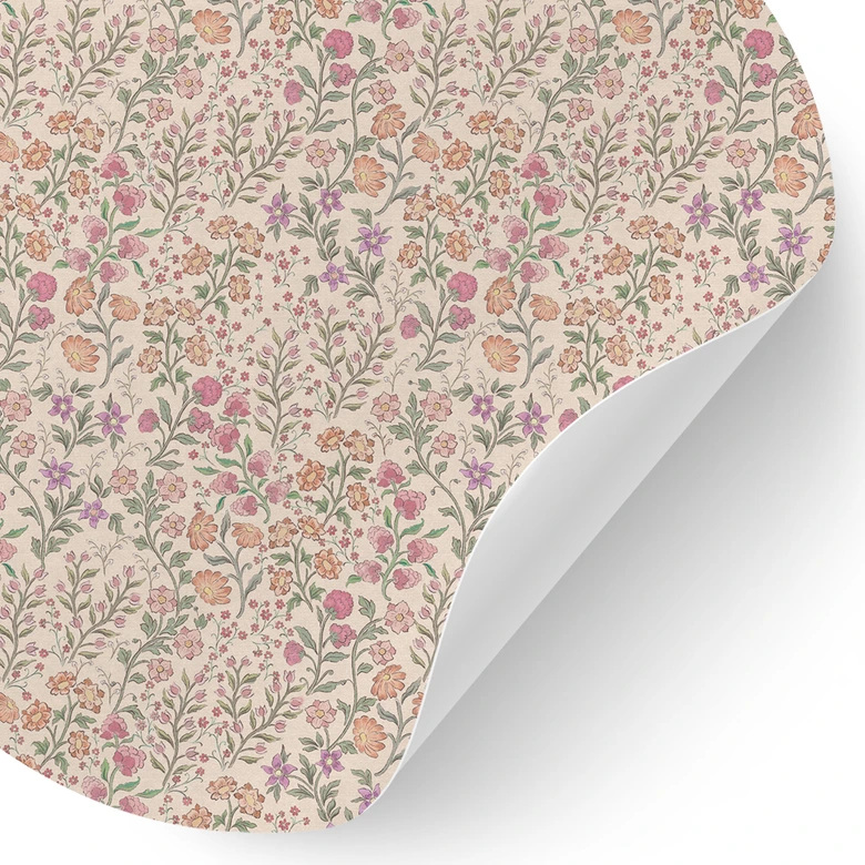 Wandtattoo Wiesenblumen Vintage - Beige - Bloomery Decor - Rund 