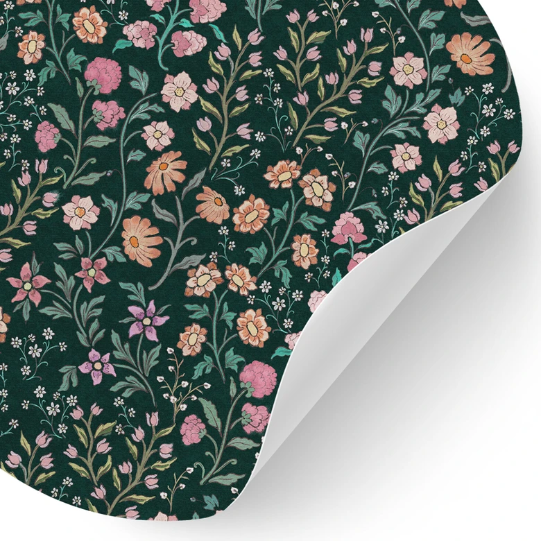Wandtattoo Wiesenblumen Vintage - Dunkelgrün - Bloomery Decor - Rund 