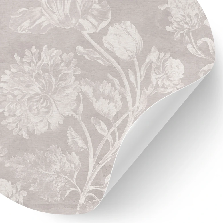 Blumen Wandtattoo Wildblumen in Kreide-Optik Beige - Bloomery Decor - Rund 