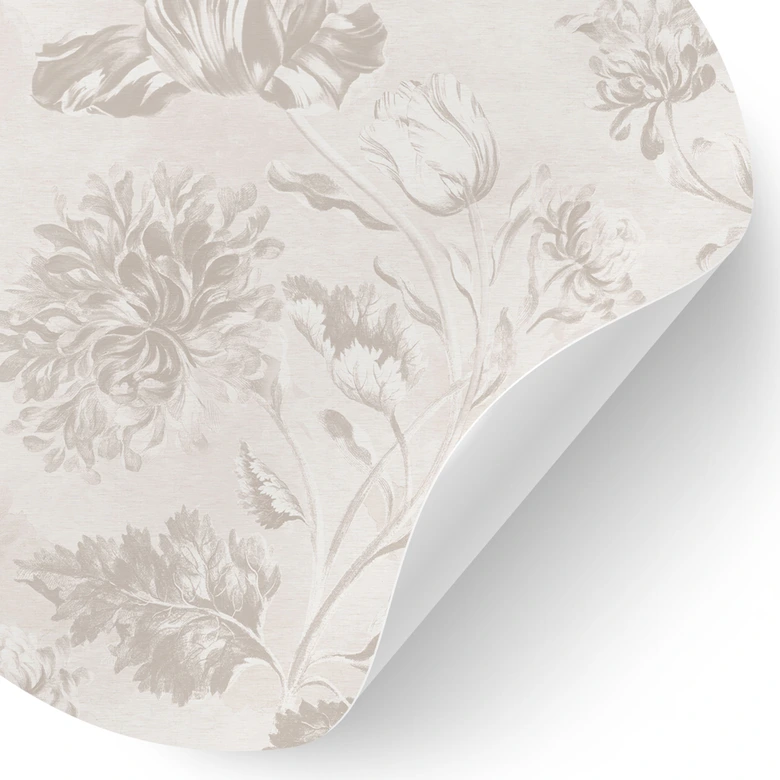 Wandtattoo Wildblumen in Kreide-Optik Greige - Bloomery Decor - Rund 
