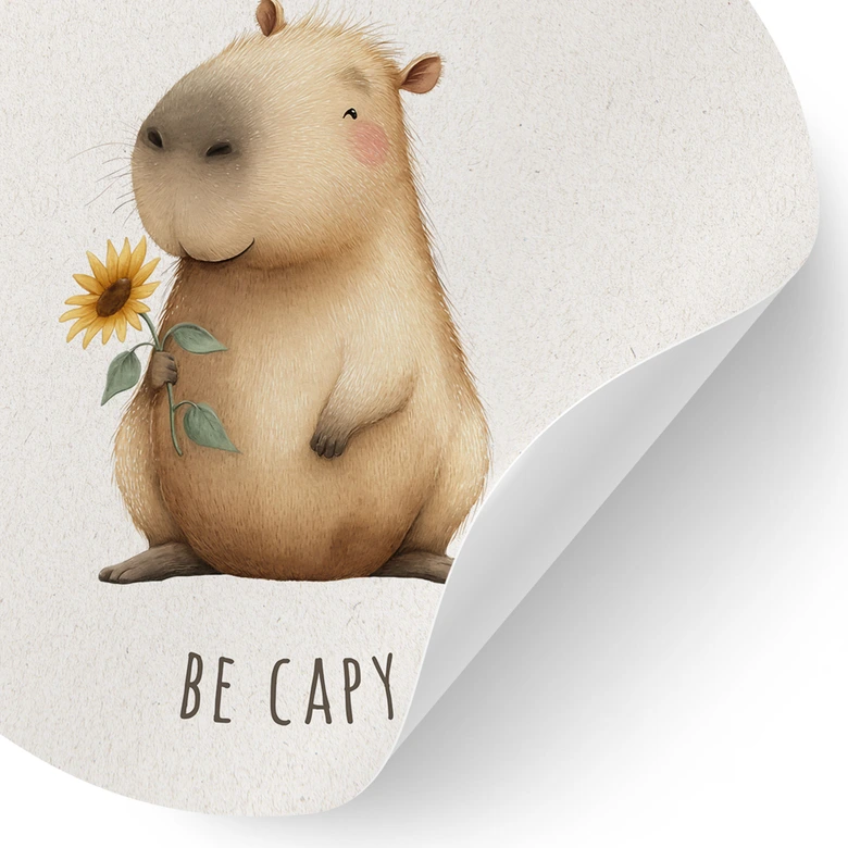 Capybara Wallsticker - Oroa dig inte vara capy - Rund 