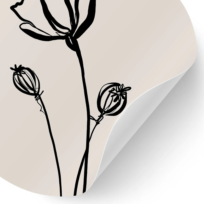 Wandtattoo Line Art Mohnblume - Cats & Dotz - Rund 