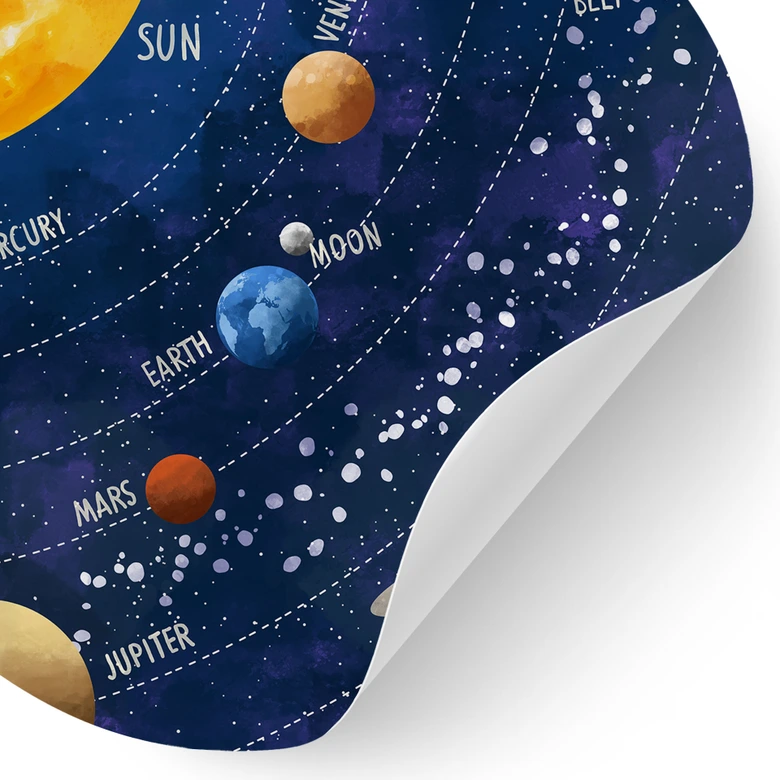 Vinilo decorativo para habitación infantil sistema solar con planetas y sol - Cats & Dotz - Redondo 