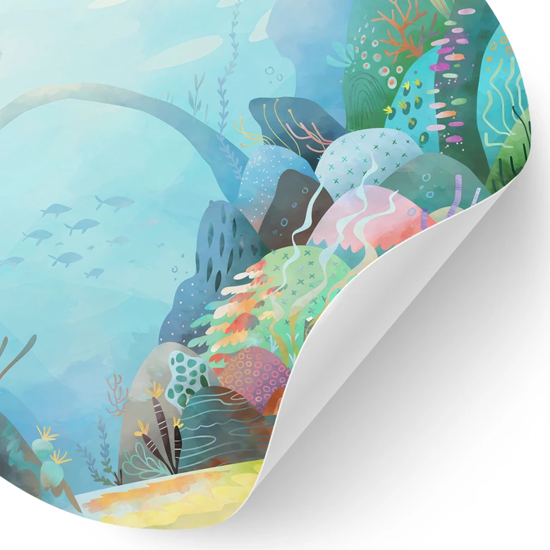 Korallrev i blå lagun Wallsticker - DigitalArtsi - Round 