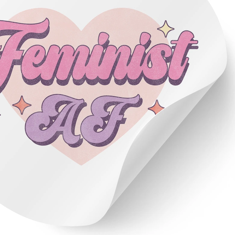 Wandtattoo Feminist AF Rosa Herz - Rund 
