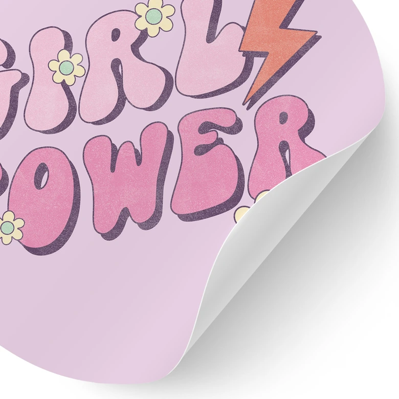 Vinilo decorativo Girl Power retro lettering púrpura - redondo 