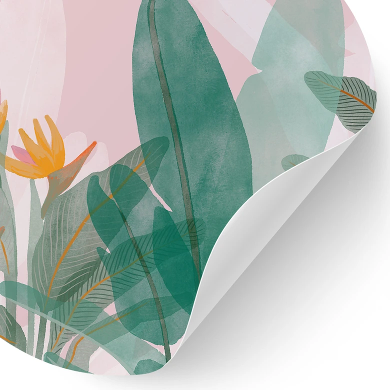 Wandtattoo Botanische Illustration in Grün und Rosa - Goed Blauw - Rund 