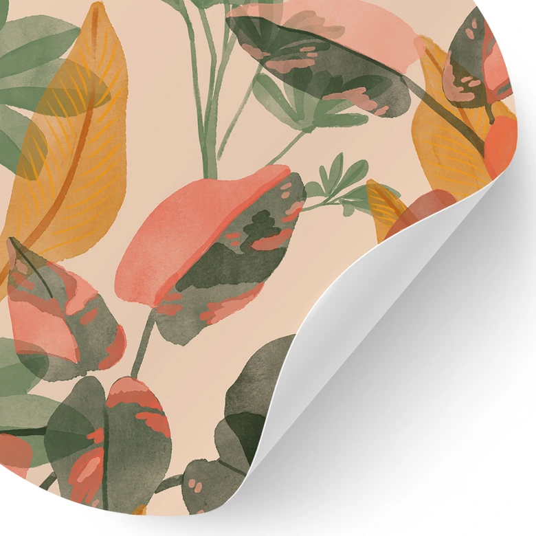 Vinilo decorativo Jardín con plantas tropicales - Goed Blauw - Redondo 