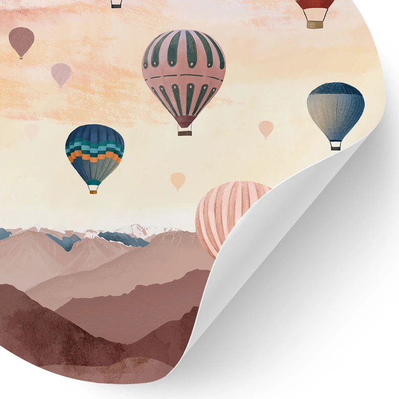 Vinilo decorativo Alto con los globos aerostáticos - Goed Blauw - Redondo 