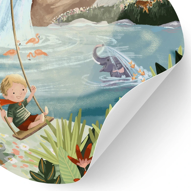 Wallsticker Gungor i naturoasen - Goed Blauw - Rund 
