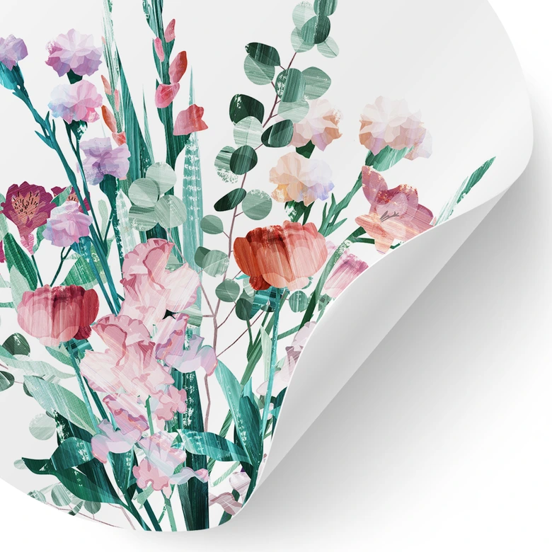 Wandtattoo Wildblumen Bouquet im Frühling - Goed Blauw - Rund 