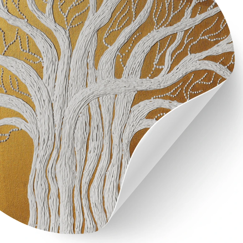 Wallsticker Hvid livets træ abstrakt - Grande - Rund 
