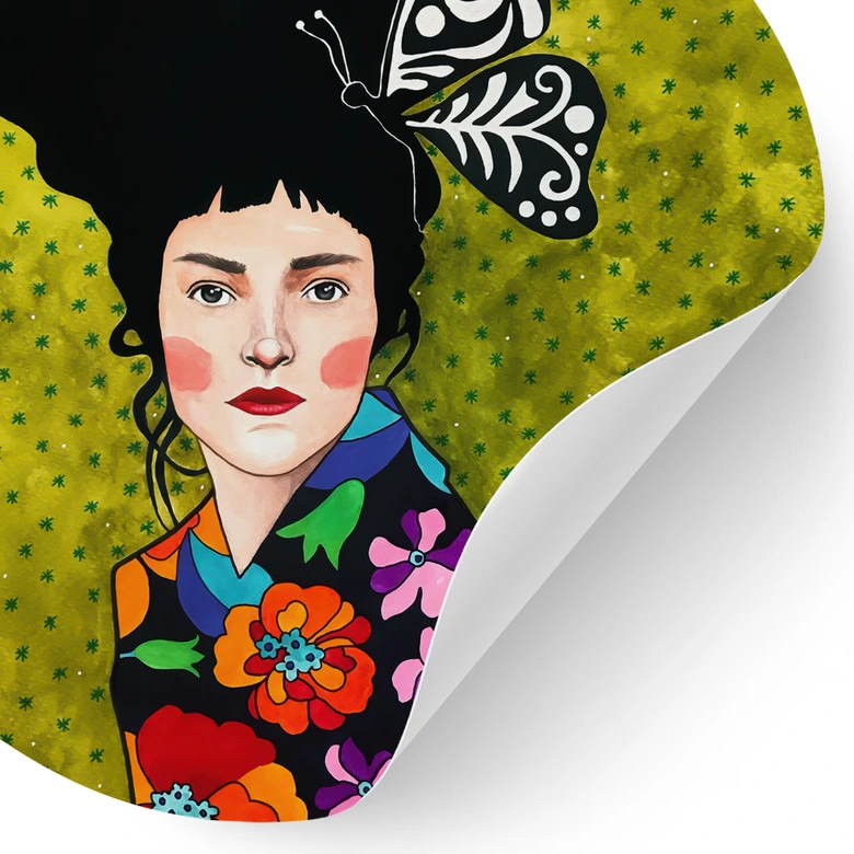 Vinilo decorativo Mujer con mariposa en el pelo - Hülya - Redondo 