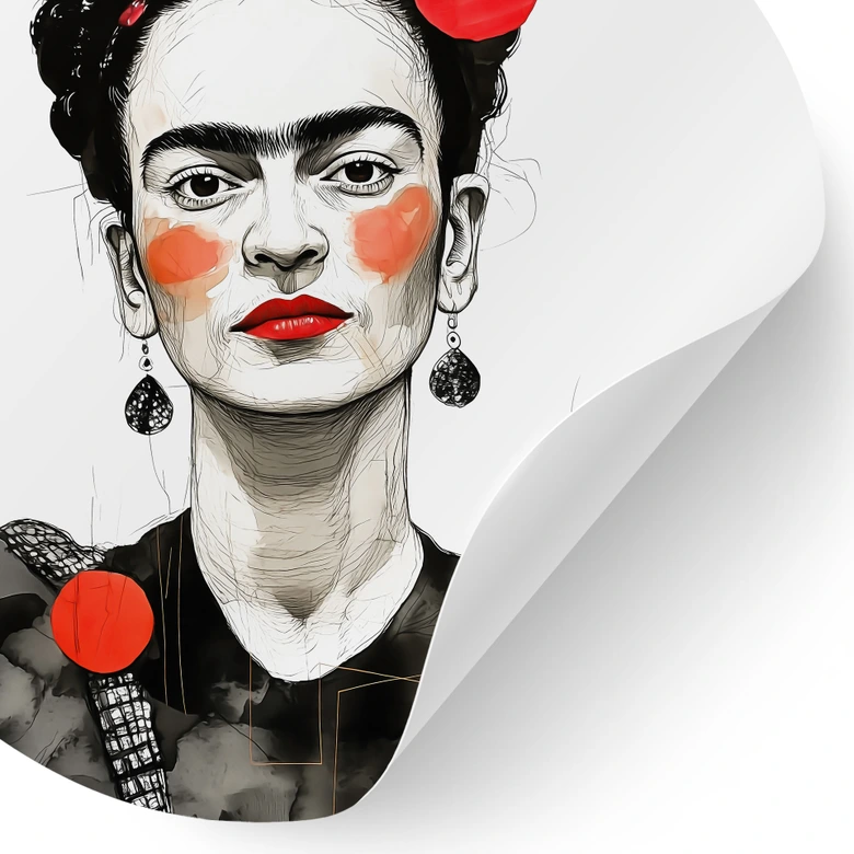 Wandtattoo Frida Kahlo Pop-Art Porträt - Jaszke - Rund 