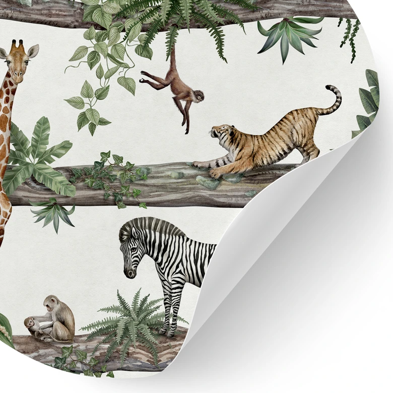 Vinilo decorativo Animales africanos en la jungla - Kikki Belle - Redondo 