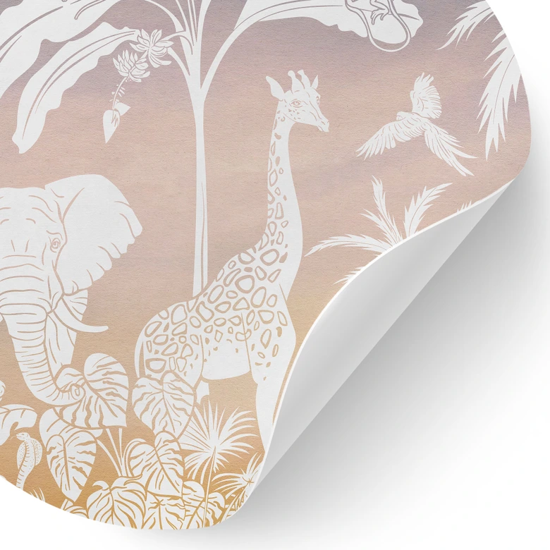 Djungelparadis med vilda djur Wallsticker - Ombre - Kikki Belle - Rund 